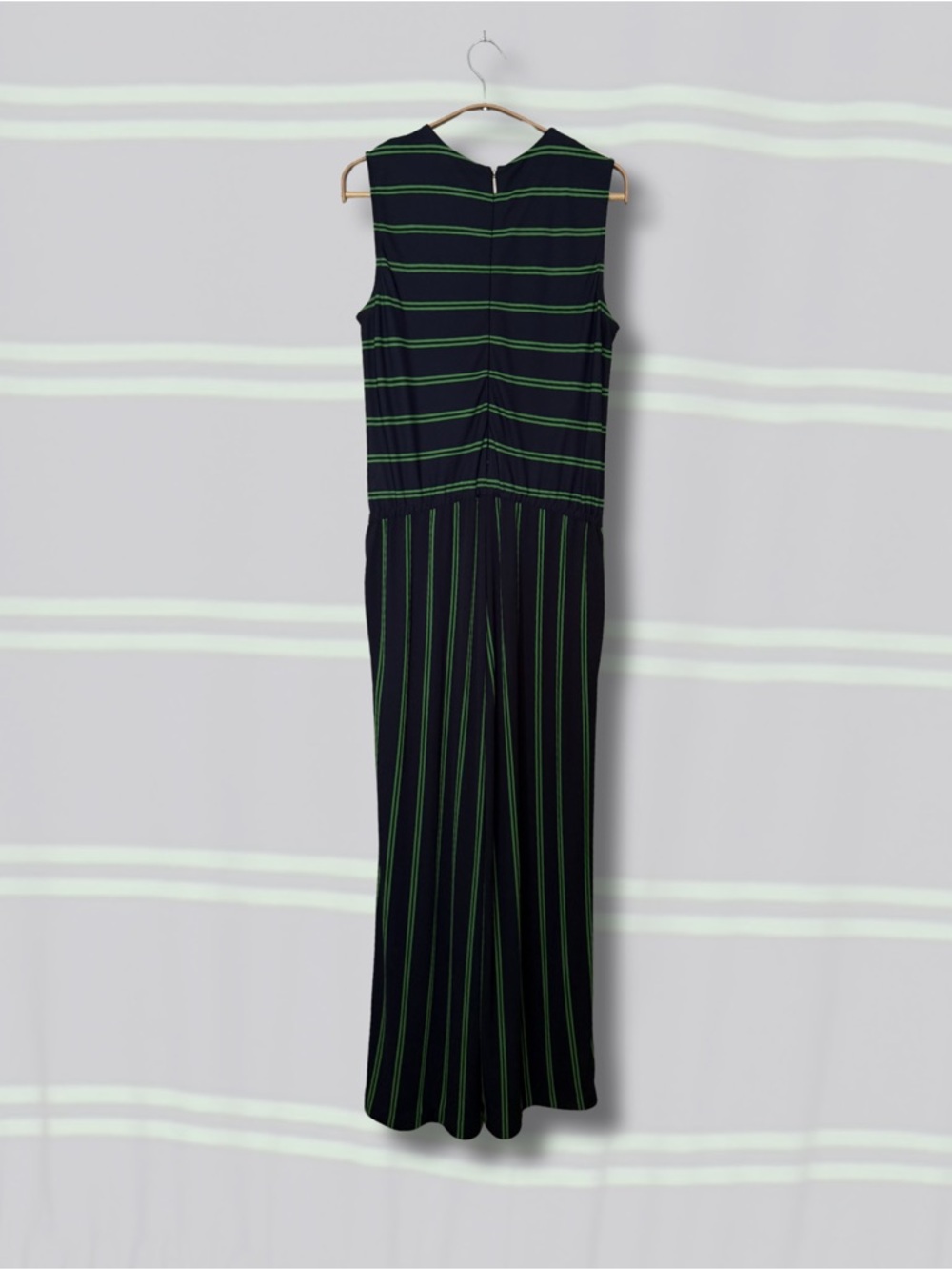 Ralph Lauren Navy and Green Striped Sleeveless Jumpsuit - Picture 2 of 4